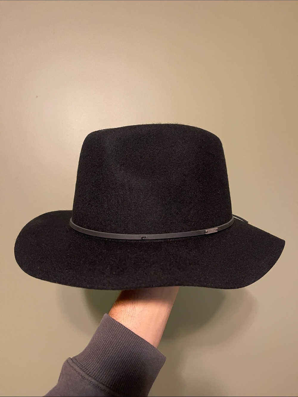 Brixton Black Wool Felt Hat with Gold Logo